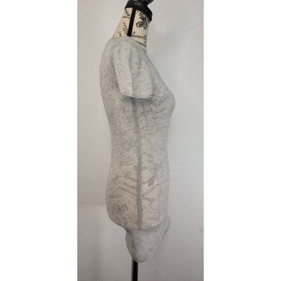 BCBG MaxAzria Cotton Cashmere Knit Tshirt Sz Small Gray Delicate Short Sleeves - Picture 4 of 9